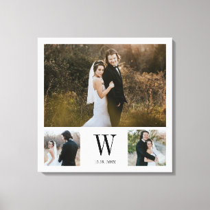 Personalisierte Monogramm 3-FotoCollage Leinwanddruck