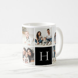 Personalisierte Monogramm-9-FotoCollage Tasse