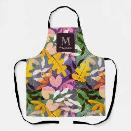 Personalisierte Monogramm Abstrakte florale Schürz Schürze