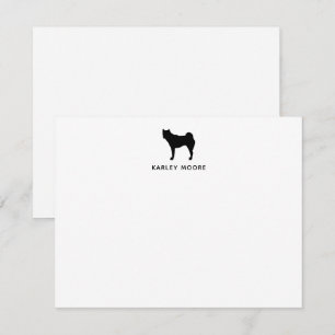 Personalisierte Monogramm-Akita-Hund Schwarz-Weiß  Mitteilungskarte