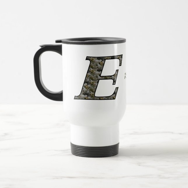 Personalisierte Monogramm Anfangsbuchstabe E Horte Reisebecher (Links)