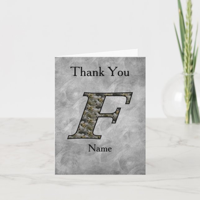 Personalisierte Monogramm-Anfangsbuchstabe F Horte Dankeskarte (Vorderseite)