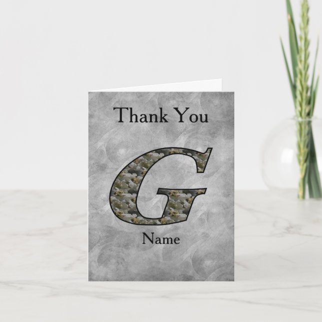 Personalisierte Monogramm Anfangsbuchstabe G Horte Dankeskarte (Vorderseite)