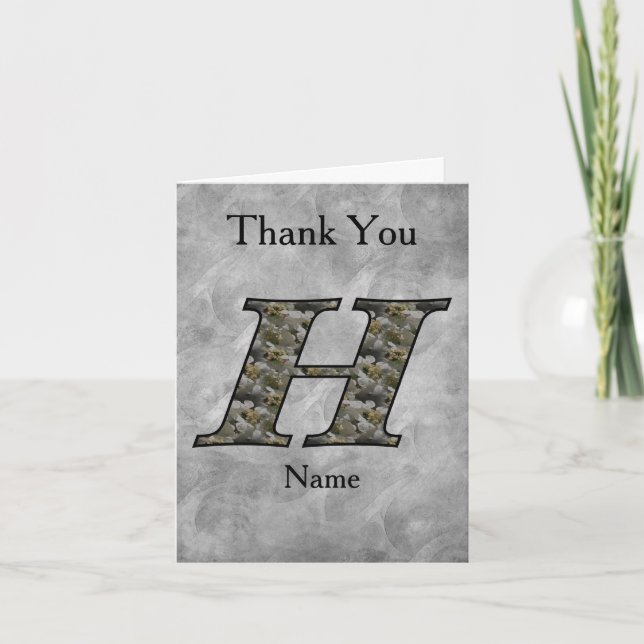 Personalisierte Monogramm Anfangsbuchstabe H Horte Dankeskarte (Vorderseite)