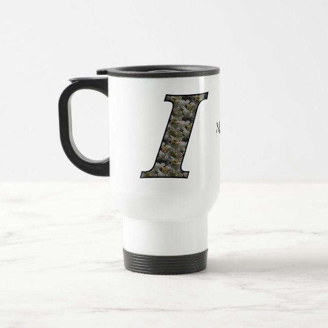 Personalisierte Monogramm-Anfangsbuchstabe I Horte Reisebecher (Links)