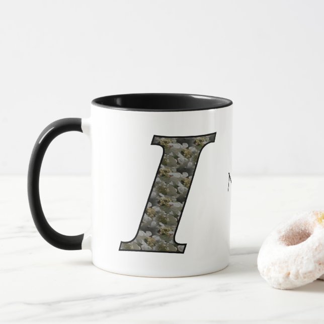 Personalisierte Monogramm-Anfangsbuchstabe I Horte Tasse (Mit Donut)