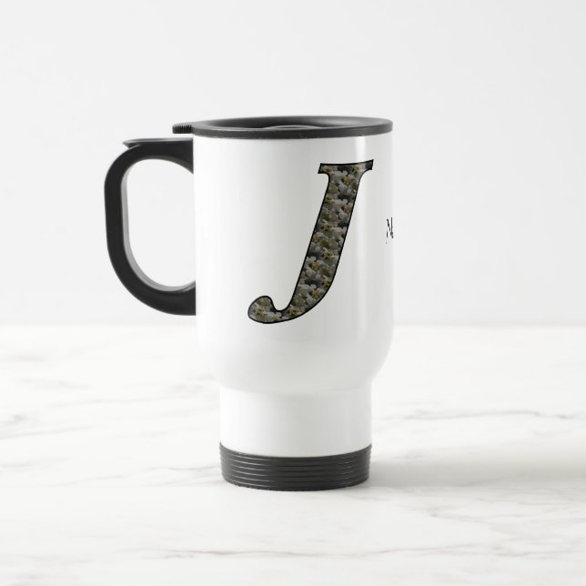 Personalisierte Monogramm-Anfangsbuchstabe J Horte Reisebecher (Links)