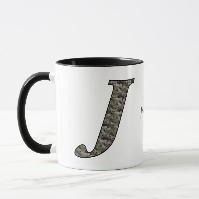 Personalisierte Monogramm Anfangsbuchstabe J Horte Tasse (Links)