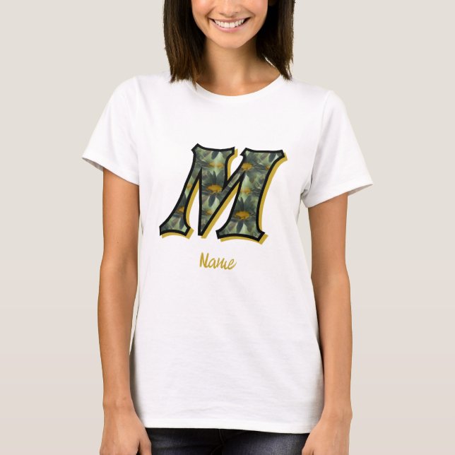 Personalisierte Monogramm-Anfangsbuchstabe M Gänse T-Shirt (Vorderseite)