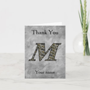 Personalisierte Monogramm-Anfangsbuchstabe M Horte Dankeskarte