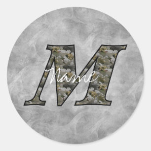 Personalisierte Monogramm Anfangsbuchstabe M Horte Runder Aufkleber