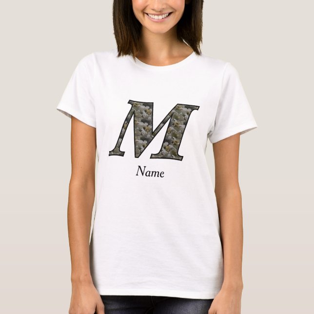 Personalisierte Monogramm-Anfangsbuchstabe M Horte T-Shirt (Vorderseite)