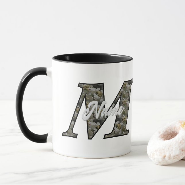 Personalisierte Monogramm-Anfangsbuchstabe M Horte Tasse (Mit Donut)