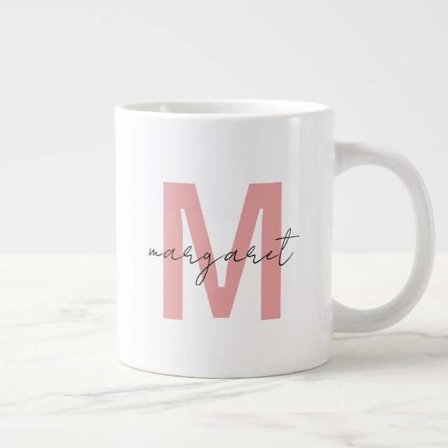 Personalisierte Monogramm Anfangsbuchstaben Name Jumbo-Tasse (Rechts)