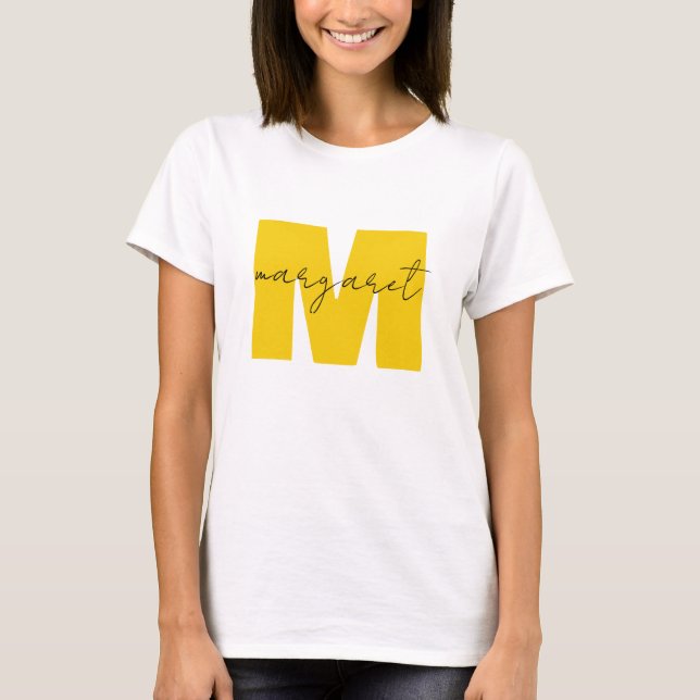 Personalisierte Monogramm Anfangsbuchstaben Name T-Shirt (Vorderseite)