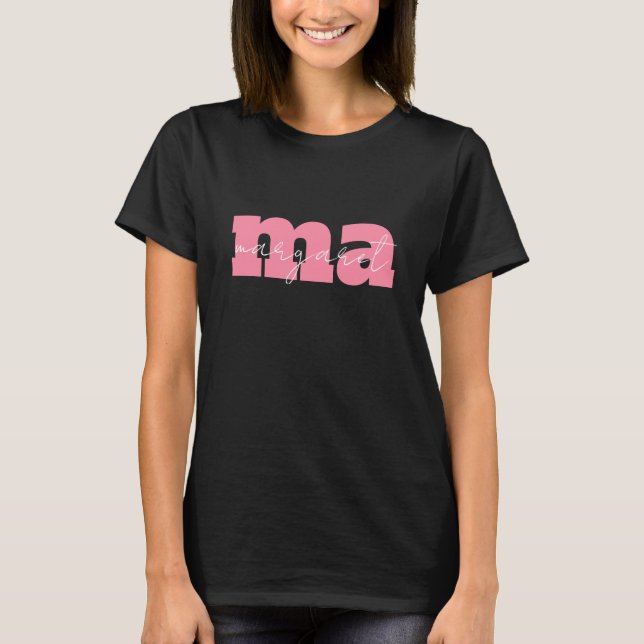 Personalisierte Monogramm Anfangsbuchstaben Name T-Shirt (Vorderseite)