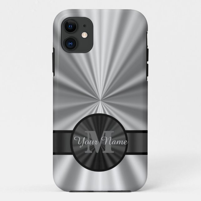 personalisierte Monogramm aus schlichtem Silber Case-Mate iPhone Hülle (Rückseite)