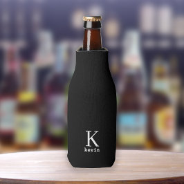 Personalisierte Monogramm-Bezeichnung schwarz-weiß Flaschenkühler