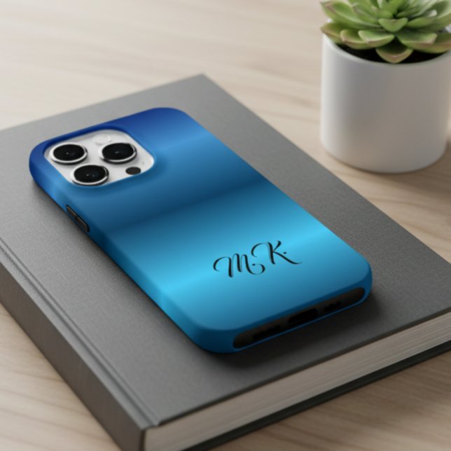 Personalisierte Monogramm Blau iPhone Hülle für ih (Von Creator hochgeladen)