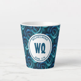 Personalisierte Monogramm blaue Rose Christlich Milchtasse