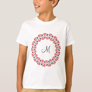 Personalisierte Monogramm-Blume Roter Ring T-Shirt