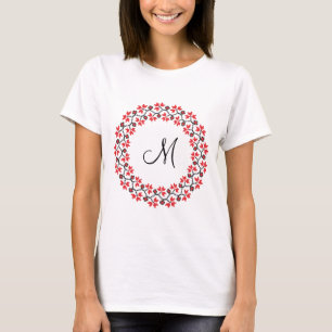 Personalisierte Monogramm-Blume Roter Ring T-Shirt