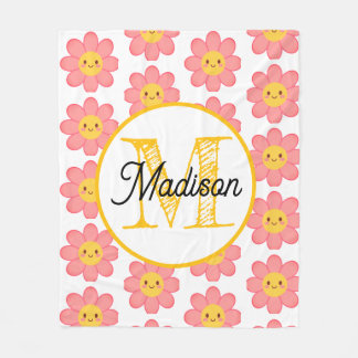 Personalisierte Monogramm-Blumen-Fliesendecke Fleecedecke