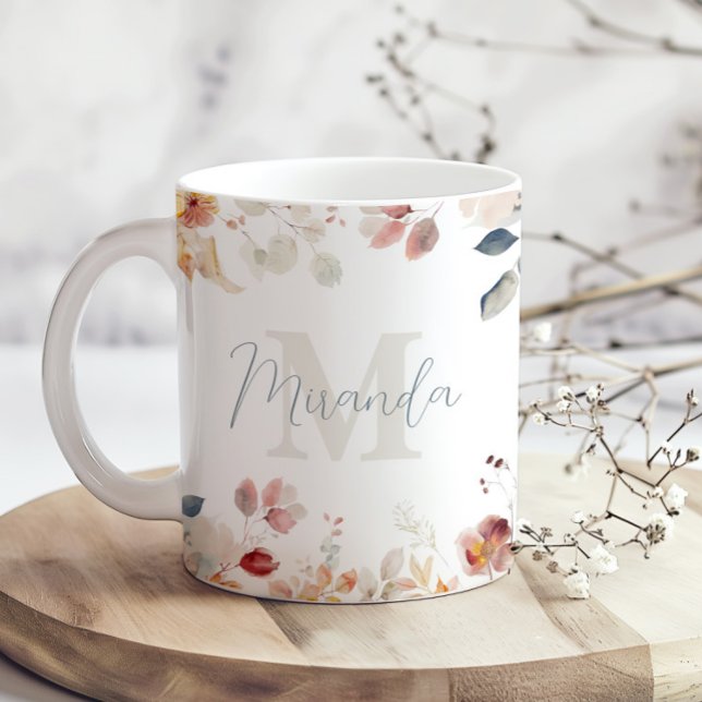 Personalisierte Monogramm-Blumen Kaffeetasse (Von Creator hochgeladen)