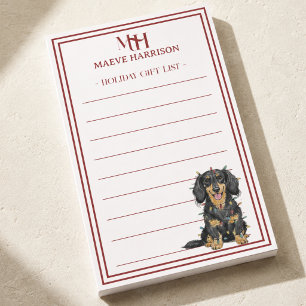 Personalisierte Monogramm-Dachshund-Weihnachtsgesc Post-it Klebezettel