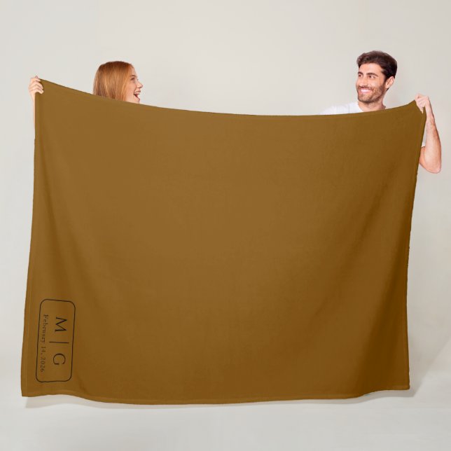Personalisierte Monogramm-Datum-Solid-Braun Fleecedecke (Beispiel)