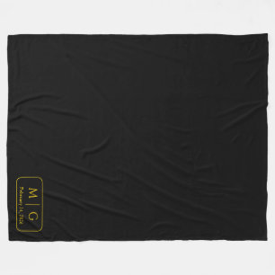 Personalisierte Monogramm-Datum-Solid-Schwarz Fleecedecke
