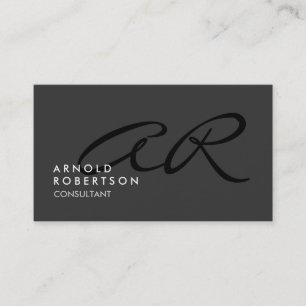 Personalisierte Monogramm-Einfarbig-Graue-Trendy-V Visitenkarte