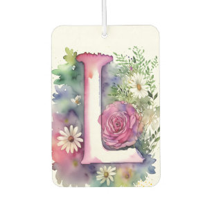Personalisierte monogramm-farbige Blume Autolufterfrischer