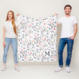 Personalisierte Monogramm Floral Fleecedecke