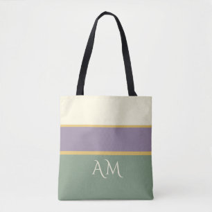 Personalisierte Monogramm-Gestreifte Premium-Tasch