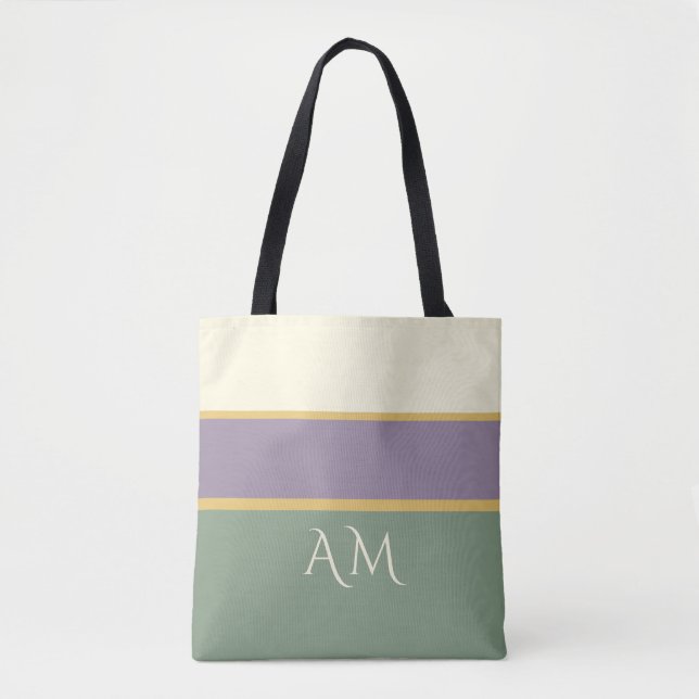 Personalisierte Monogramm-Gestreifte Premium-Tasch (Vorderseite)