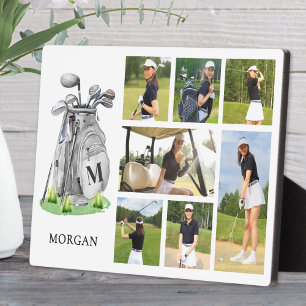 Personalisierte Monogramm-Golf-Fotocollage Fotoplatte