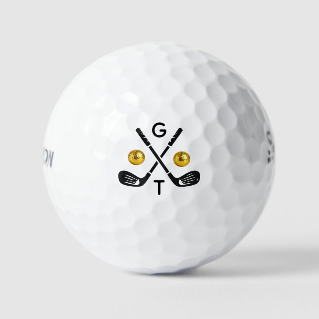 Personalisierte Monogramm-Golfschläger Golfbälle (Vorderseite)
