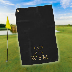 Personalisierte Monogramm-Golfschläger Schwarz und Golfhandtuch