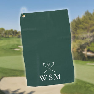 Personalisierte Monogramm-Golfschläger Smaragdgrün Golfhandtuch