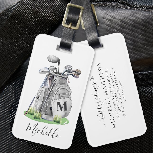 Personalisierte Monogramm-Golftasche Gepäckanhänger (Personalized Monogram Golf Bag Luggage Tag)