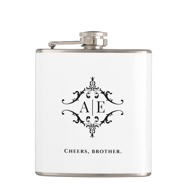 Personalisierte Monogramm-Herren-Flasche Flachmann (Vorderseite)