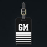 Personalisierte monogramm-Identifikations-Gepäckma Gepäckanhänger<br><div class="desc">Personalisierte Monogramm Original Gepäckanhänger für Männer. Klassisches Schwarz-Graue Streifen-Design mit mit Monogramm,  weißen Anfangsbuchstaben. Coole Geschenkidee für Männer. Männliches männliches Sportdesign.</div>