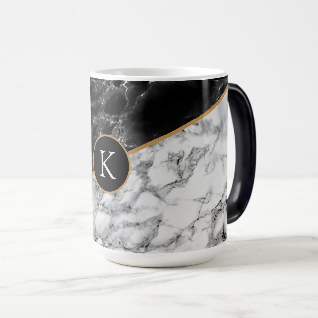 Personalisierte Monogramm-Imitate Marble-Tasse Verwandlungstasse (VorderseiteRechts)