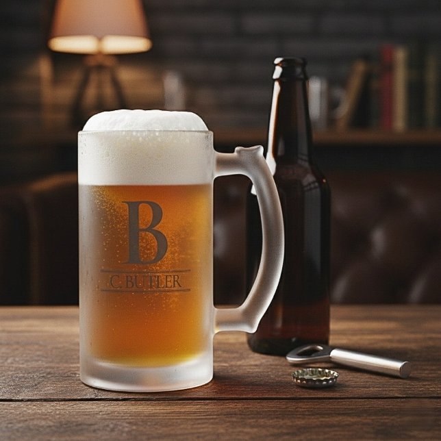 Personalisierte Monogramm-Initiale Custom Mattglas Bierglas (Personalized Monogram Initial Custom Frosted Glass Beer Mug)