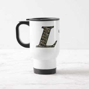 Personalisierte Monogramm-Initiale L Hortensien-Bl Reisebecher