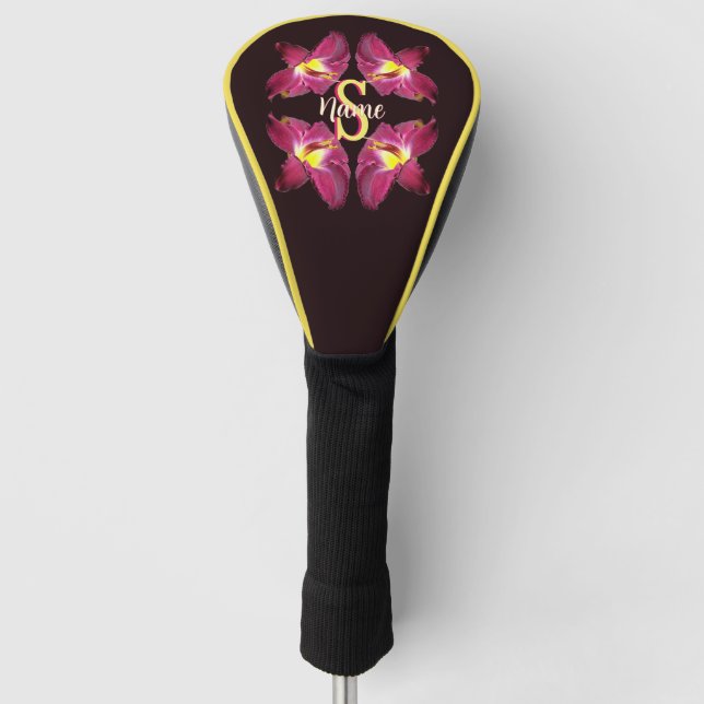 Personalisierte Monogramm-Initiale Name Lily Kunst Golf Headcover (Vorderseite)
