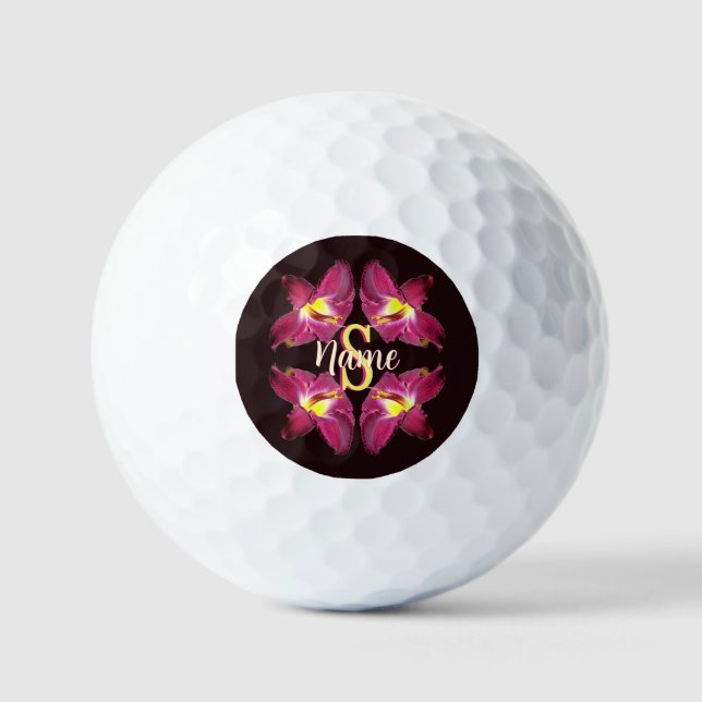 Personalisierte Monogramm-Initiale Name Lily Kunst Golfball (Vorderseite)