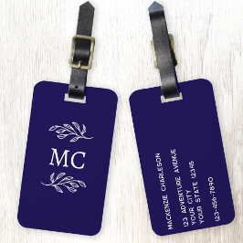 Personalisierte Monogramm-Initialen Botanisches Bl Gepäckanhänger