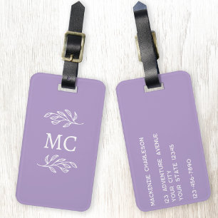 Personalisierte Monogramm-Initialen Botanisches Bl Gepäckanhänger